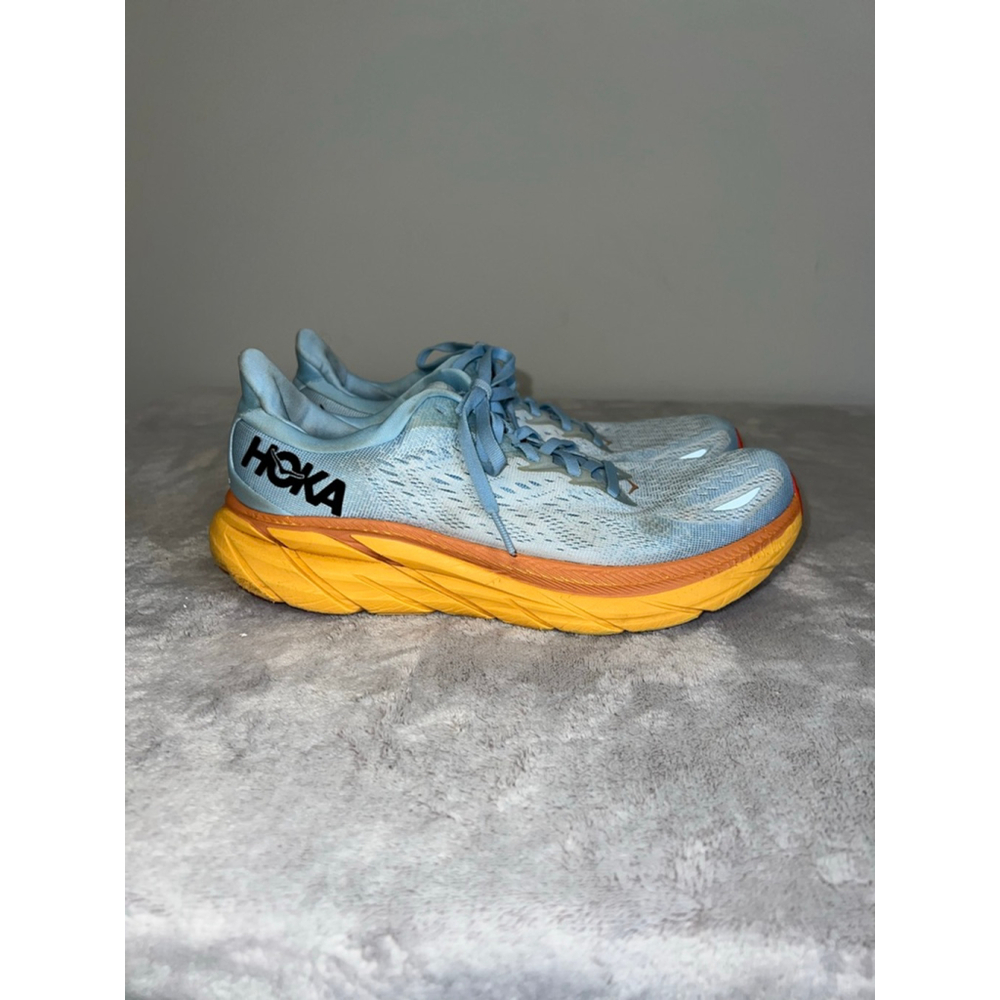 Women's Hoka Clifton 9 Athletic Shoes Size 9.5 Blue Orange